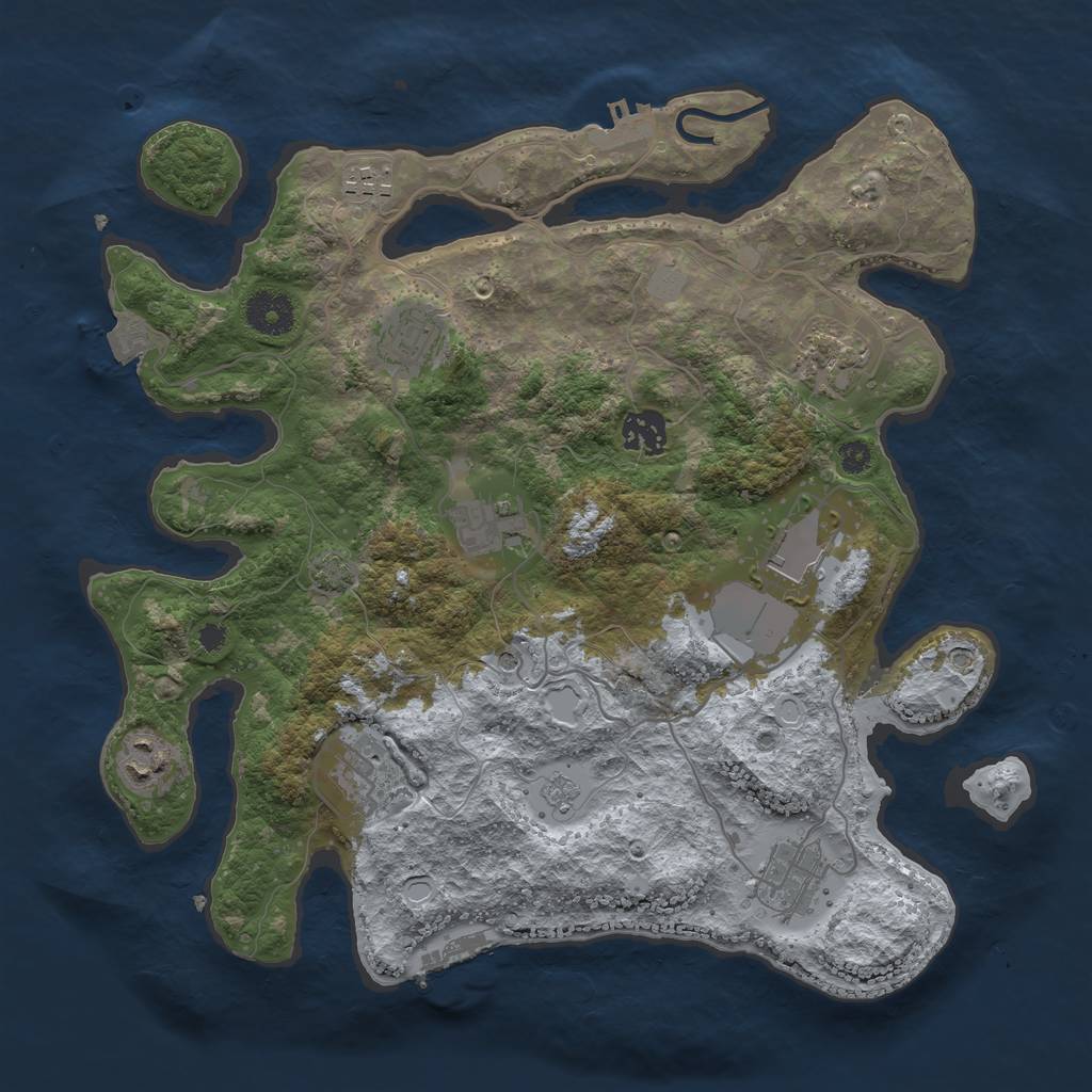 Rust Map: Procedural Map, Size: 3500, Seed: 439137852, 17 Monuments