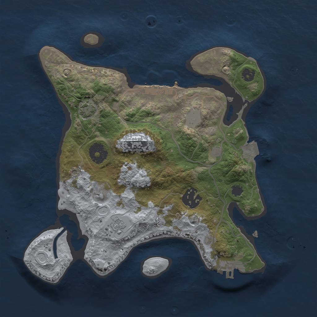 Rust Map: Procedural Map, Size: 2500, Seed: 985197315, 8 Monuments