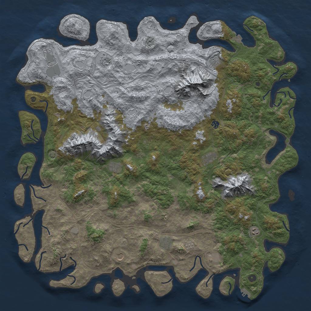 Rust Map: Procedural Map, Size: 6000, Seed: 615137269, 18 Monuments