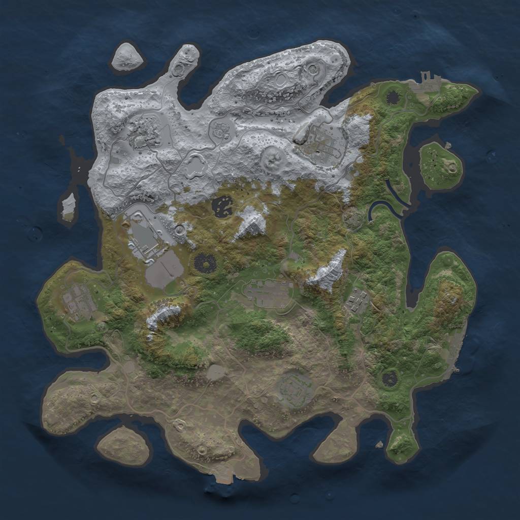 Rust Map: Procedural Map, Size: 3500, Seed: 366818034, 16 Monuments