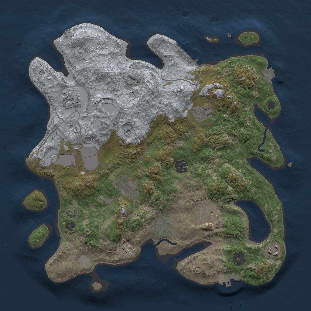 Rust Map: Procedural Map, Size: 3500, Seed: 1995843831, 17 Monuments