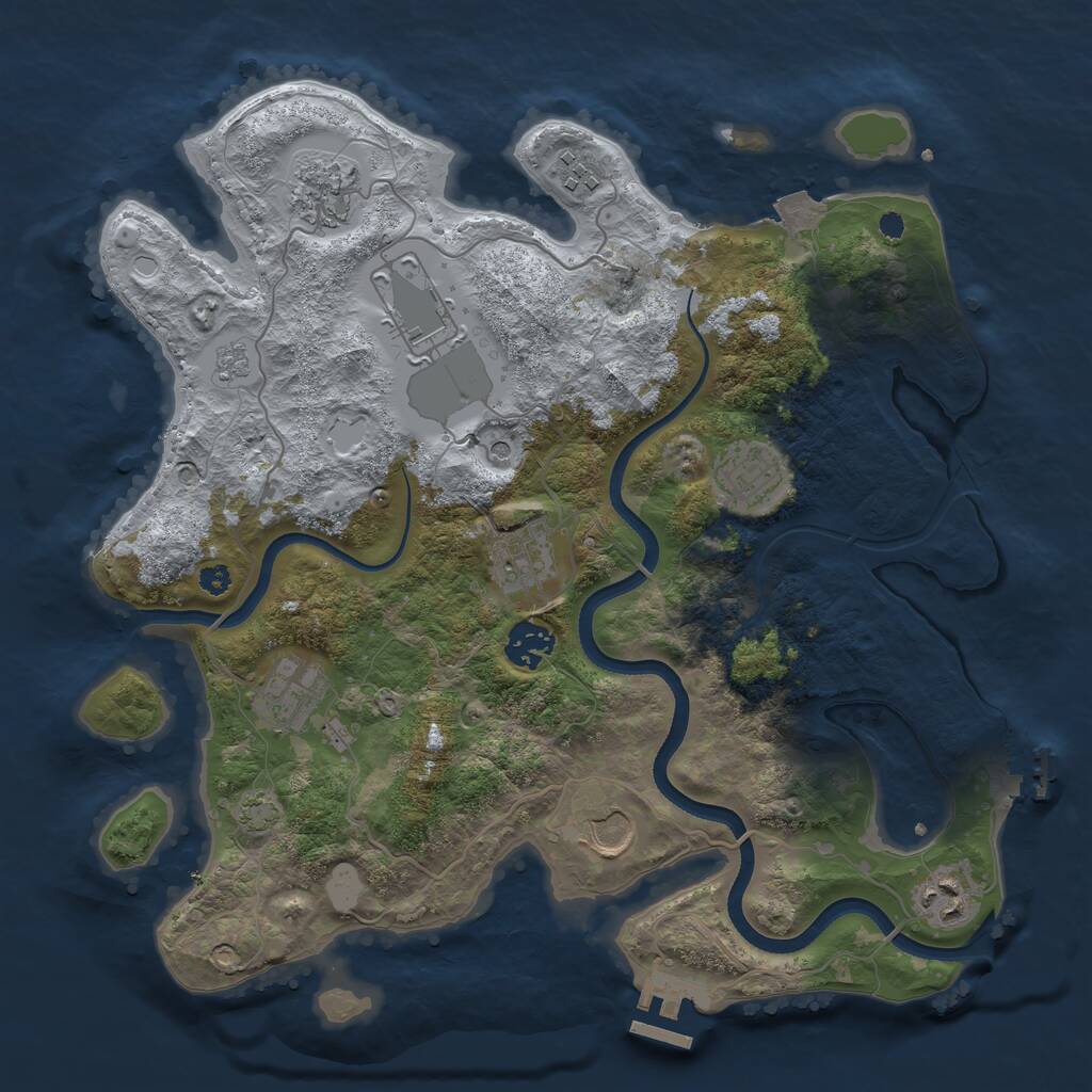 Rust Map: Procedural Map, Size: 3500, Seed: 1995843831, 15 Monuments