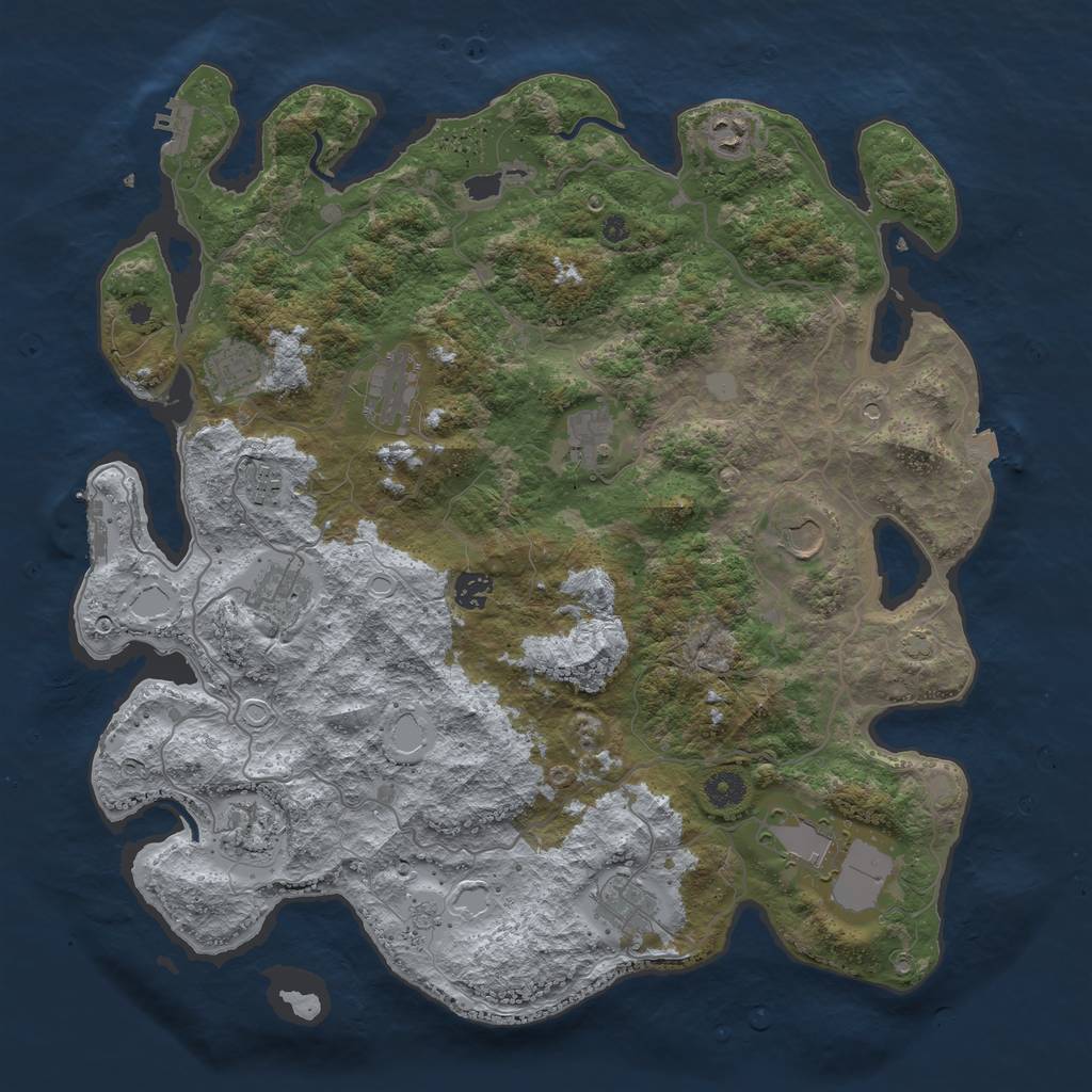 Rust Map: Procedural Map, Size: 4200, Seed: 318340827, 19 Monuments