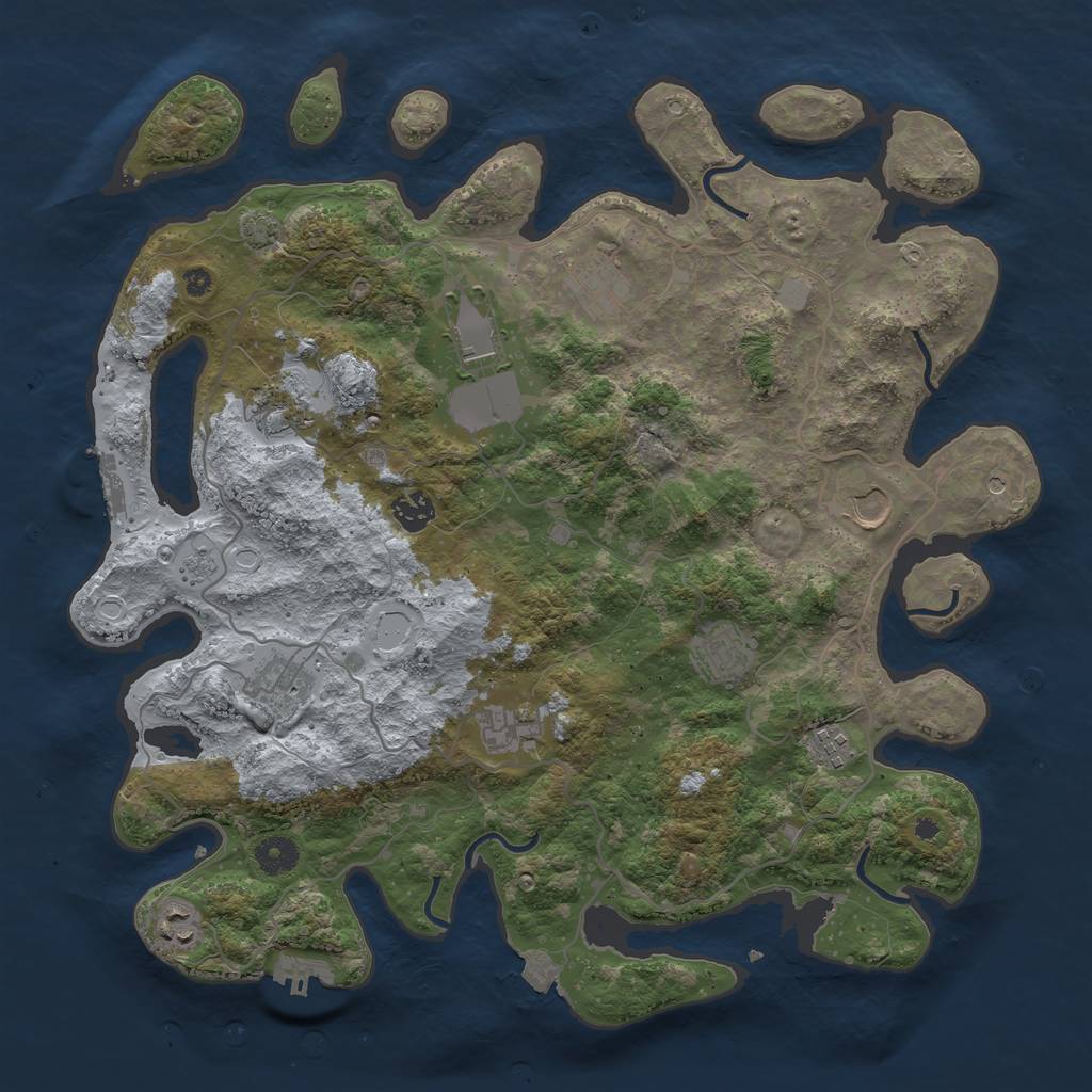 Rust Map: Procedural Map, Size: 4000, Seed: 1423566289, 18 Monuments