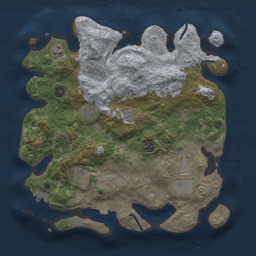 Rust Map: Procedural Map, Size: 3500, Seed: 5345345, 15 Monuments