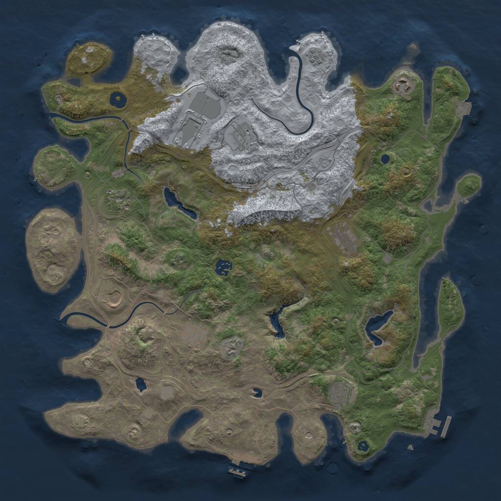 Rust Map: Procedural Map, Size: 4500, Seed: 758495836, 16 Monuments