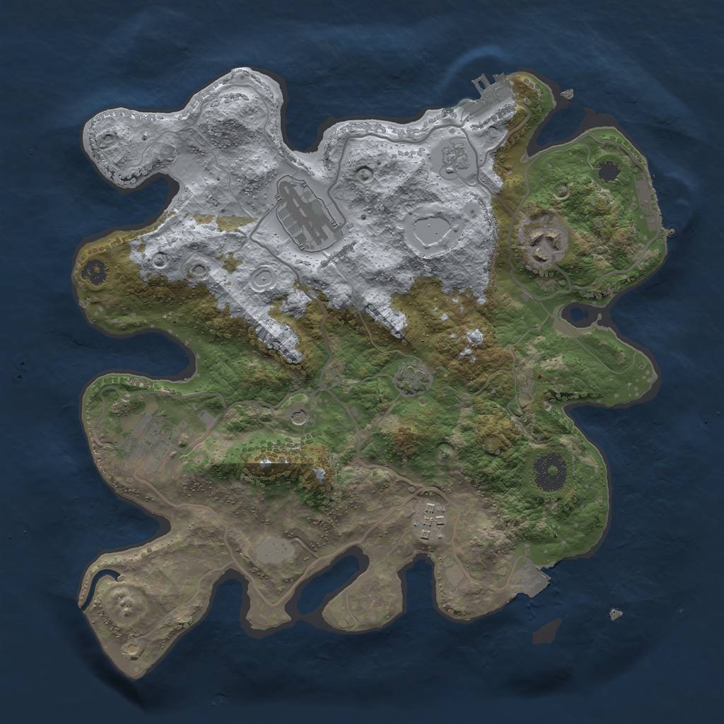 Rust Map: Procedural Map, Size: 3000, Seed: 493331451, 12 Monuments