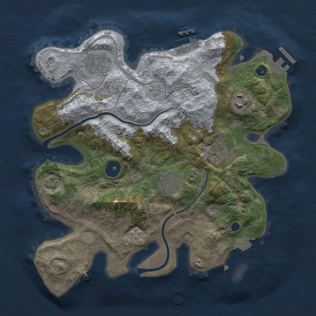 Rust Map: Procedural Map, Size: 3000, Seed: 493331451, 11 Monuments