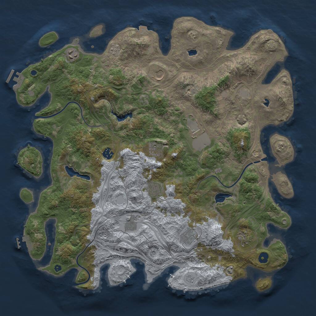 Rust Map: Procedural Map, Size: 4500, Seed: 555555, 16 Monuments