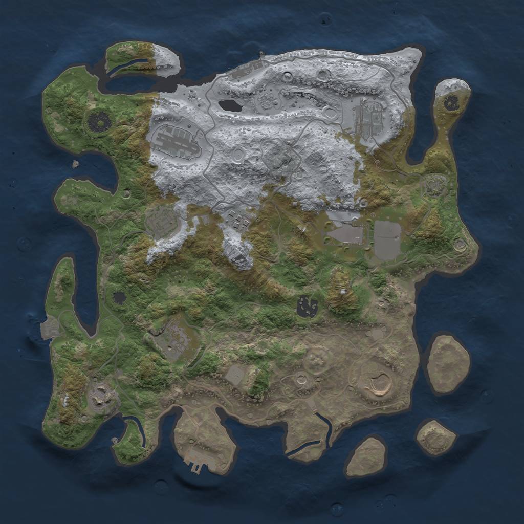 Rust Map: Procedural Map, Size: 3500, Seed: 242362658, 17 Monuments