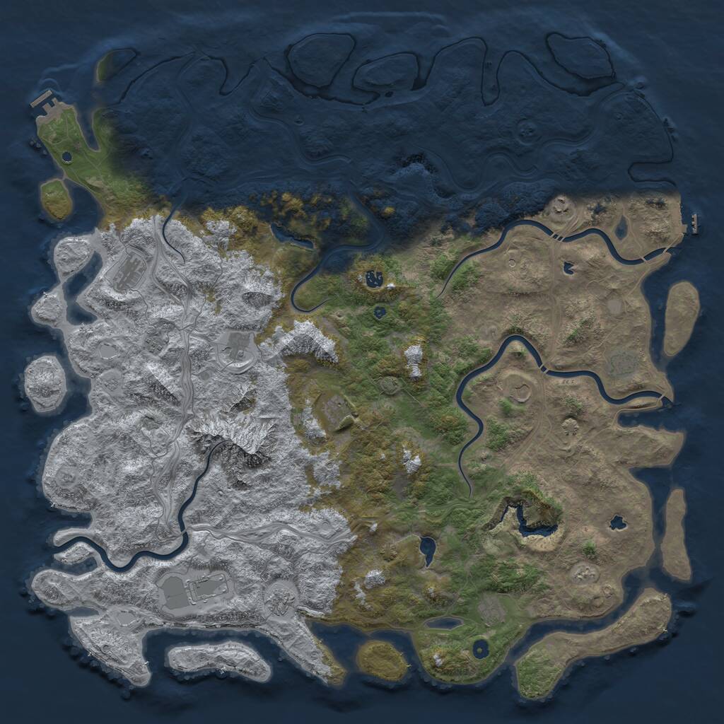 Rust Map: Procedural Map, Size: 6000, Seed: 1077261922, 17 Monuments