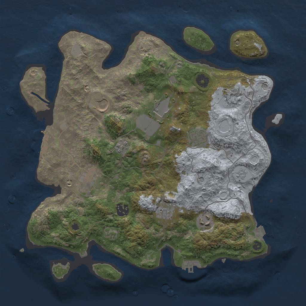 Rust Map: Procedural Map, Size: 3500, Seed: 45567, 17 Monuments