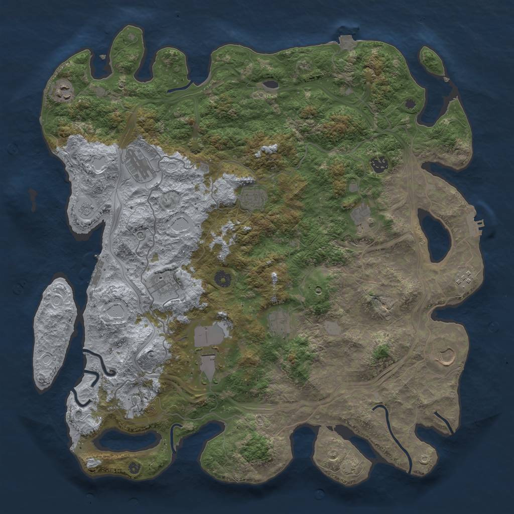 Rust Map: Procedural Map, Size: 4500, Seed: 1106433253, 19 Monuments
