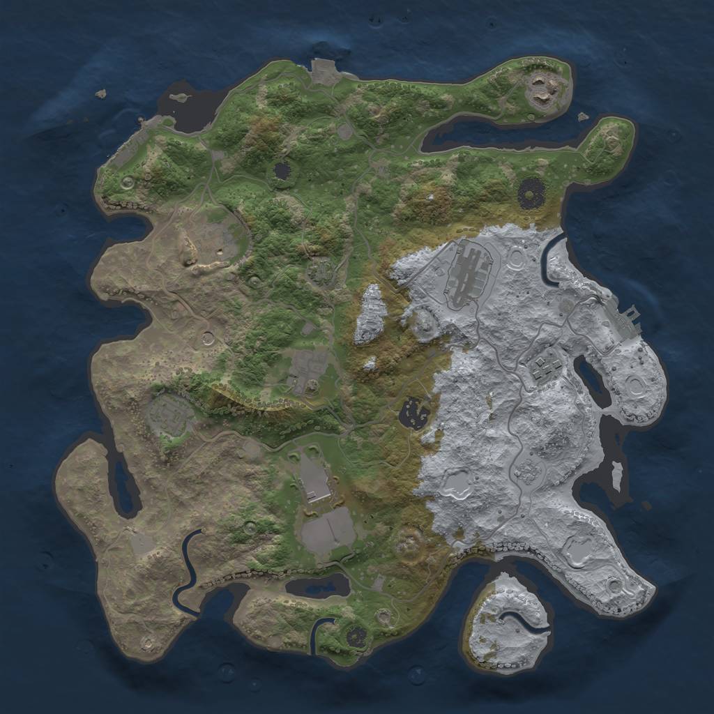 Rust Map: Procedural Map, Size: 3500, Seed: 8098966, 16 Monuments