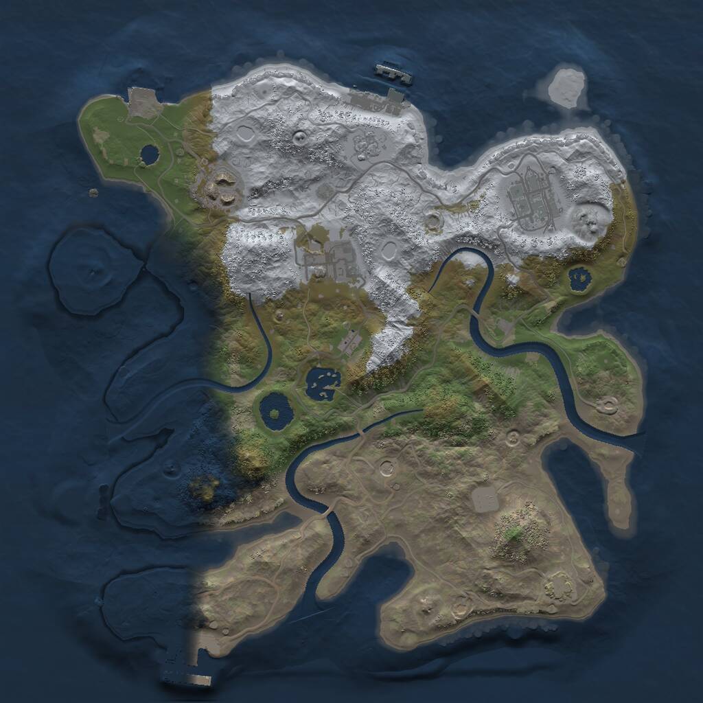 Rust Map: Procedural Map, Size: 3000, Seed: 11954, 10 Monuments