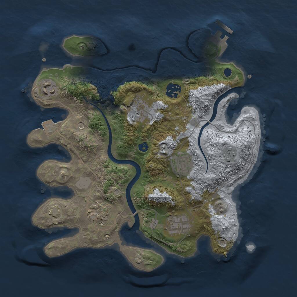 Rust Map: Procedural Map, Size: 3000, Seed: 2131691367, 11 Monuments