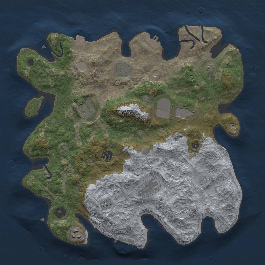 Rust Map: Procedural Map, Size: 3500, Seed: 1051583280, 15 Monuments