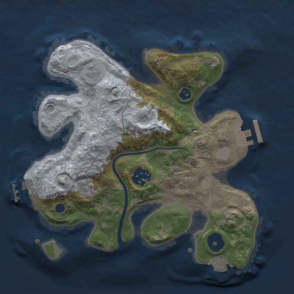 Rust Map: Procedural Map, Size: 2500, Seed: 1970374476, 7 Monuments