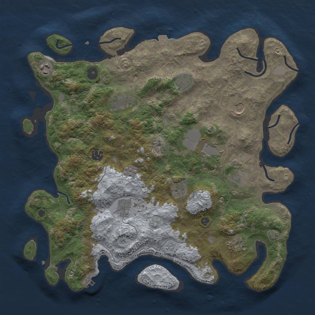 Rust Map: Procedural Map, Size: 4000, Seed: 1813806919, 18 Monuments