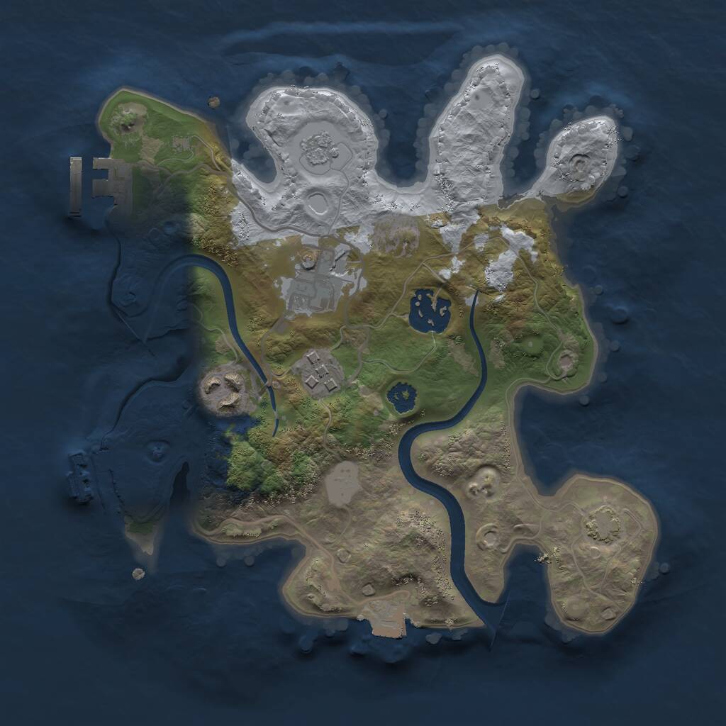 Rust Map: Procedural Map, Size: 2500, Seed: 864463972, 9 Monuments