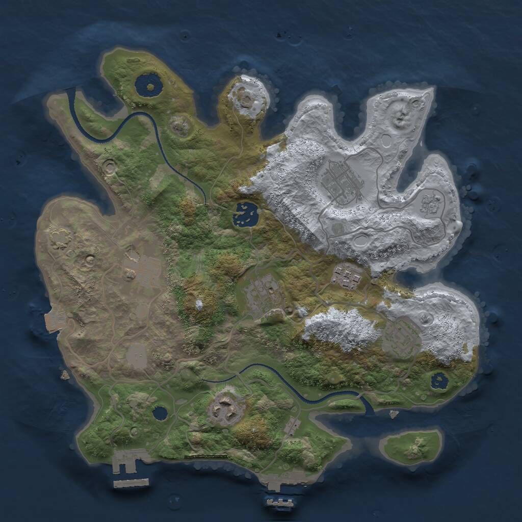 Rust Map: Procedural Map, Size: 3000, Seed: 1121699574, 12 Monuments