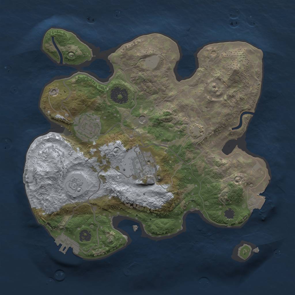 Rust Map: Procedural Map, Size: 2500, Seed: 967642587, 9 Monuments