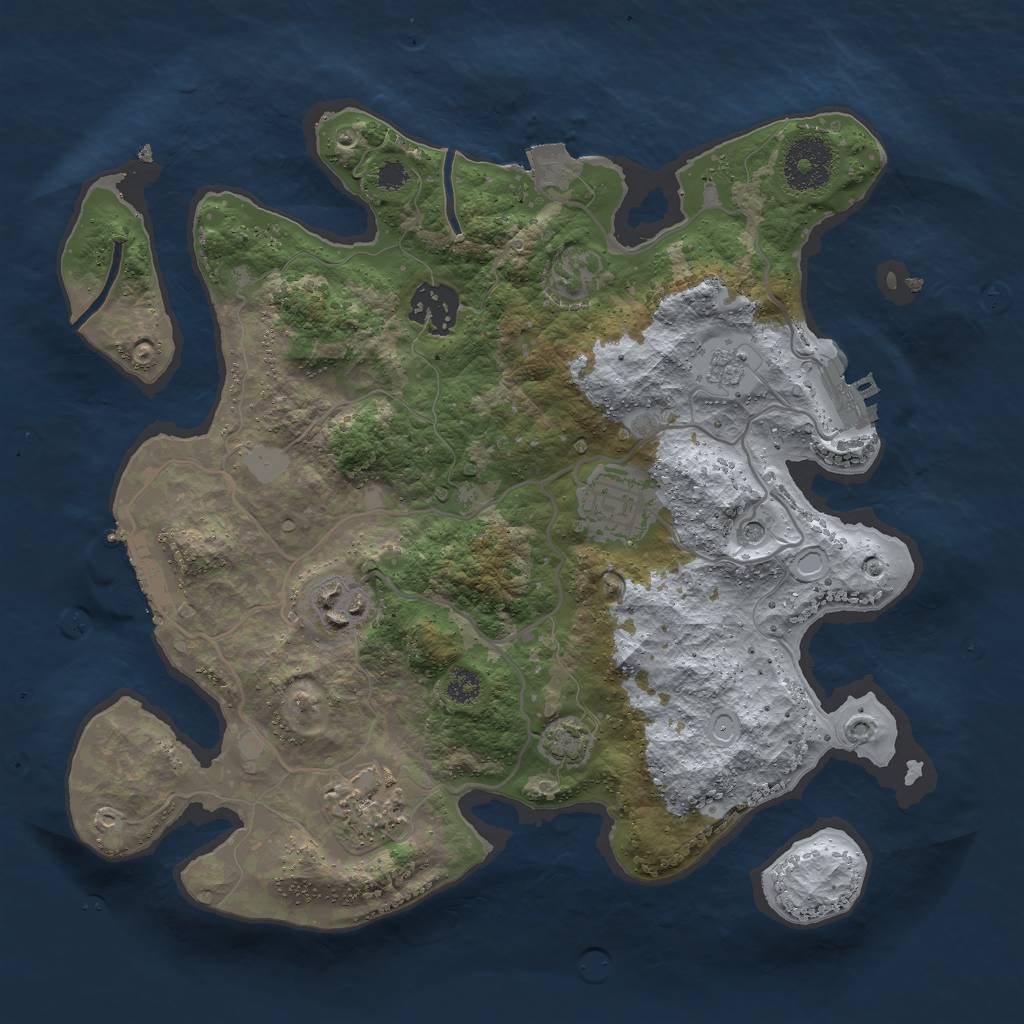 Rust Map: Procedural Map, Size: 3000, Seed: 824995498, 12 Monuments