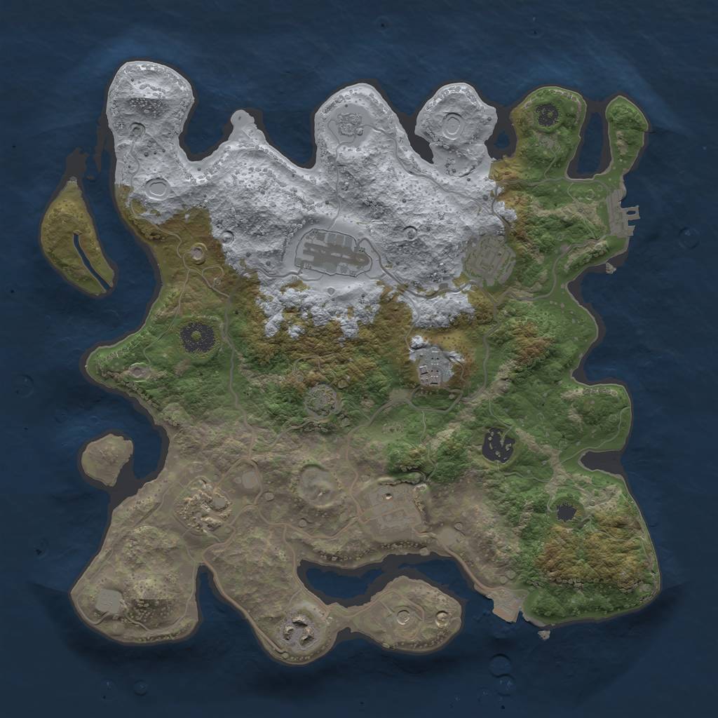 Rust Map: Procedural Map, Size: 3250, Seed: 790765382, 14 Monuments