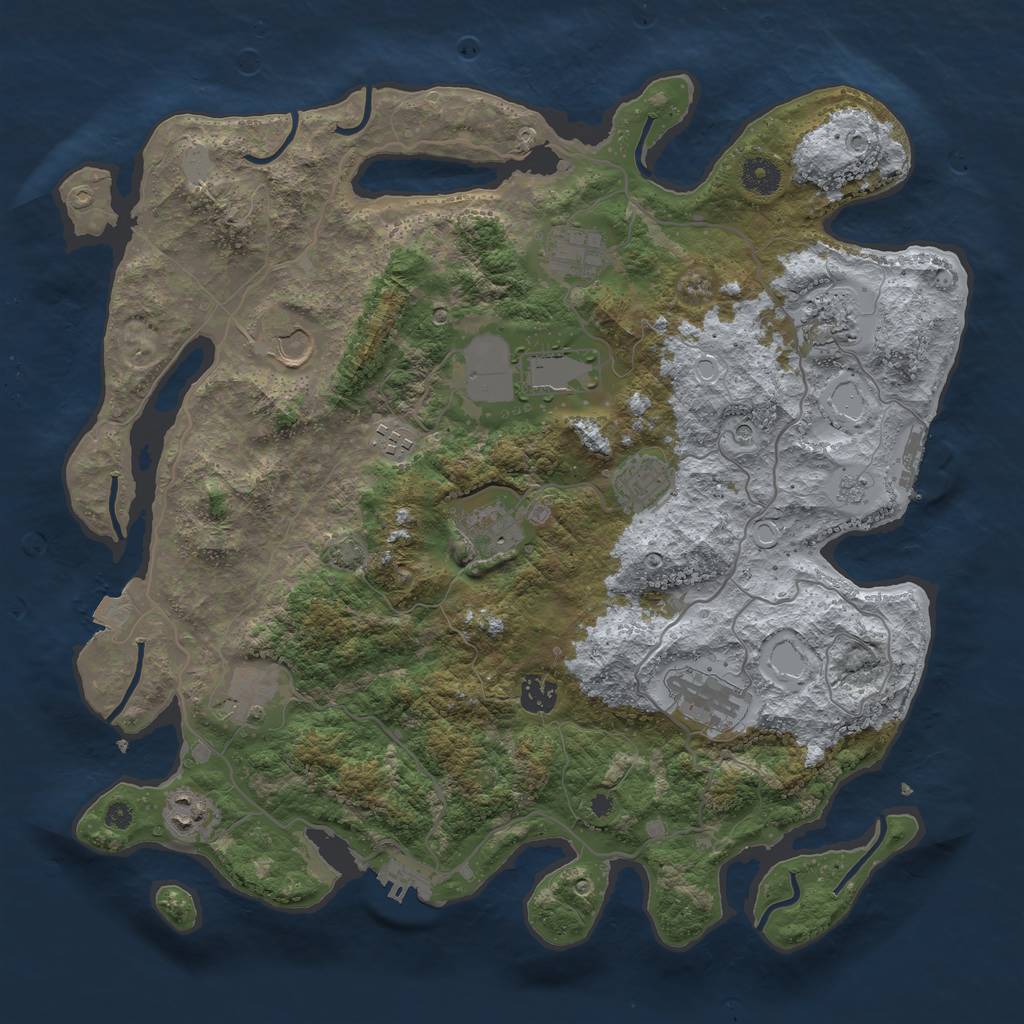 Rust Map: Procedural Map, Size: 4000, Seed: 389173810, 19 Monuments