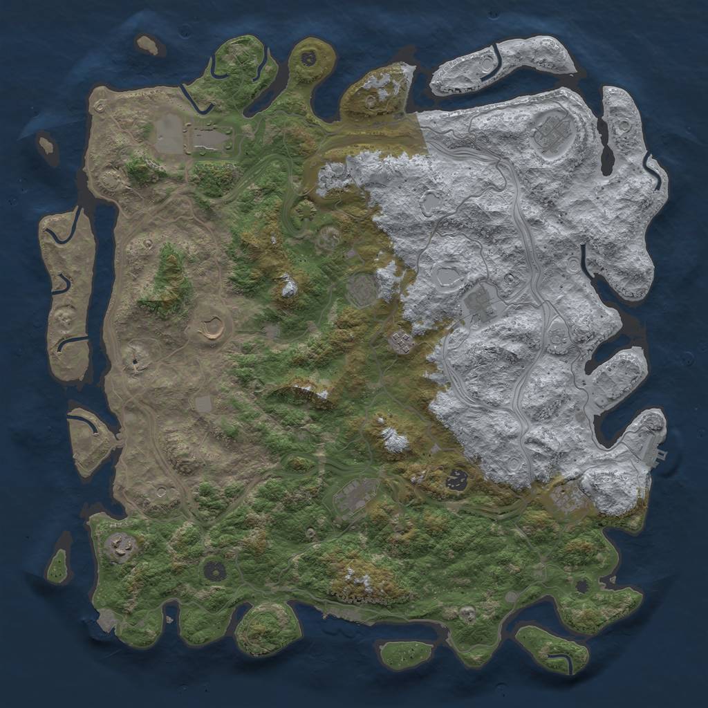 Rust Map: Procedural Map, Size: 4800, Seed: 1091683596, 19 Monuments