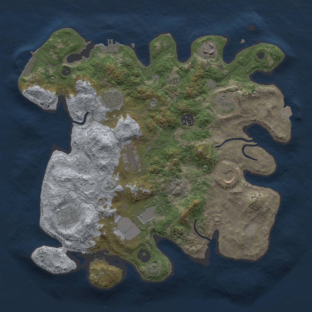 Rust Map: Procedural Map, Size: 3500, Seed: 48759468, 16 Monuments