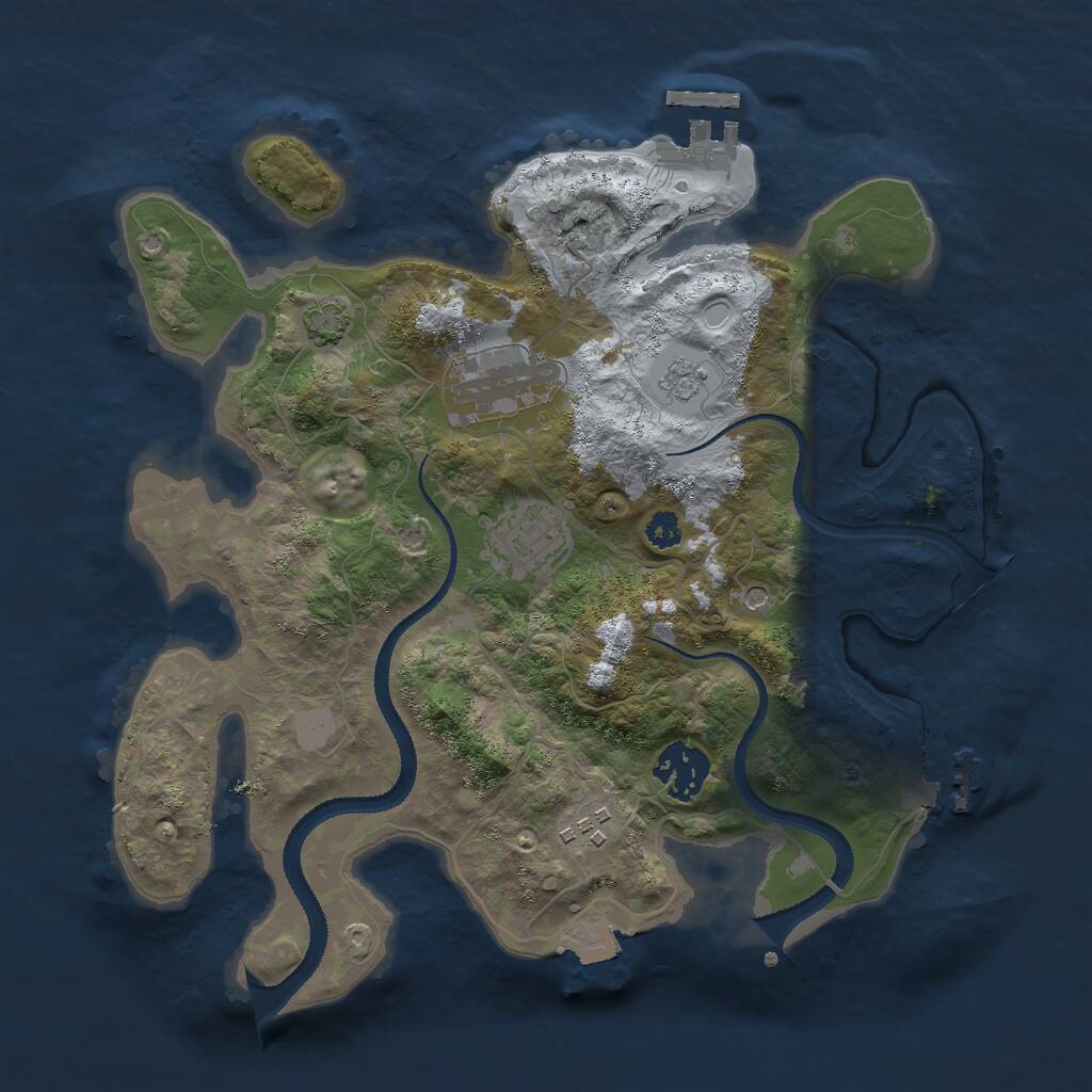 Rust Map: Procedural Map, Size: 3000, Seed: 27019, 10 Monuments