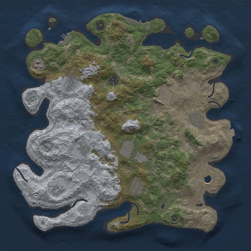 Rust Map: Procedural Map, Size: 4000, Seed: 39841409, 19 Monuments