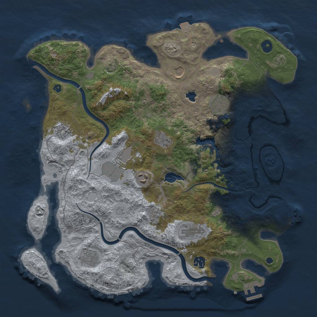 Rust Map: Procedural Map, Size: 4000, Seed: 2046584306, 16 Monuments