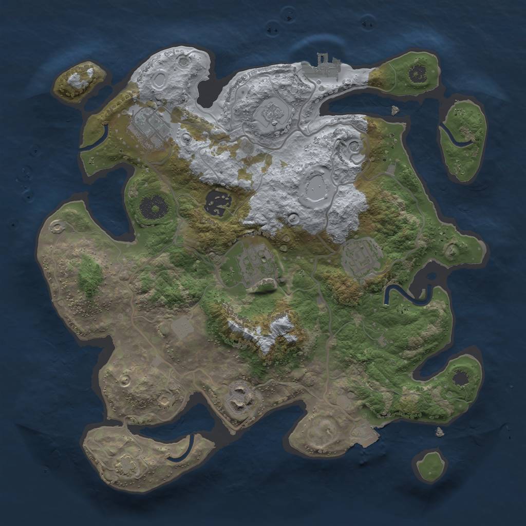 Rust Map: Procedural Map, Size: 3000, Seed: 76788, 12 Monuments