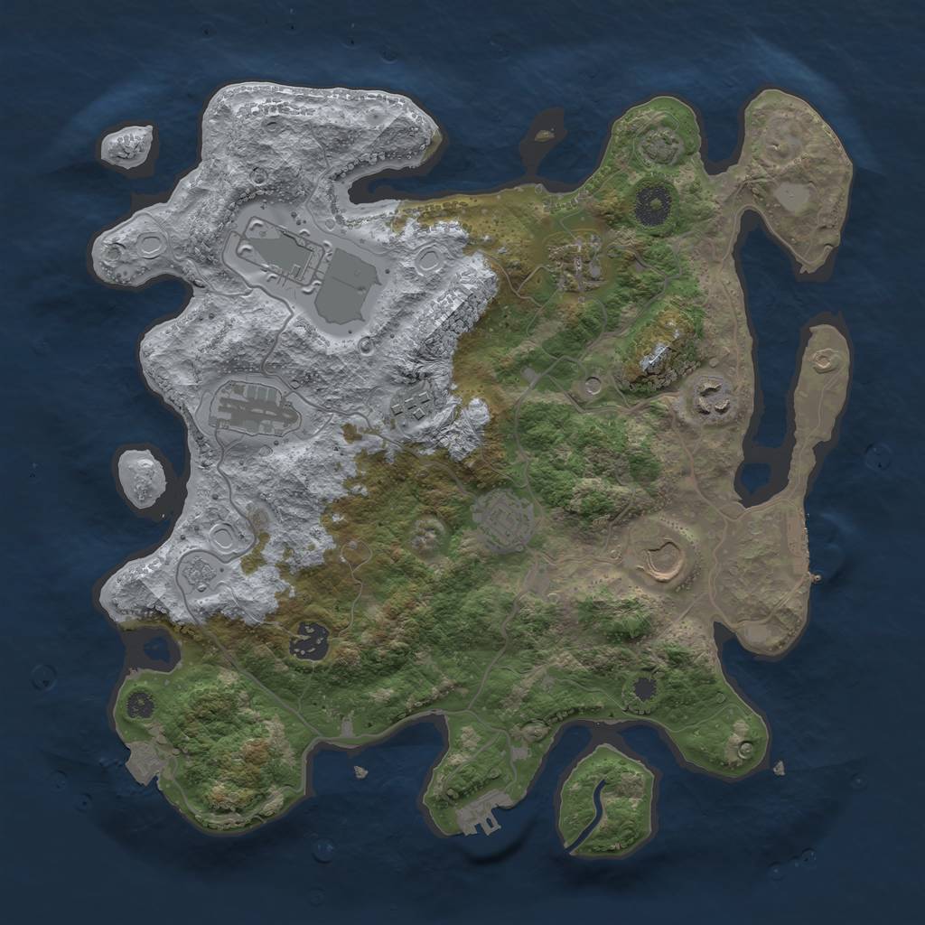 Rust Map: Procedural Map, Size: 3500, Seed: 864540724, 16 Monuments