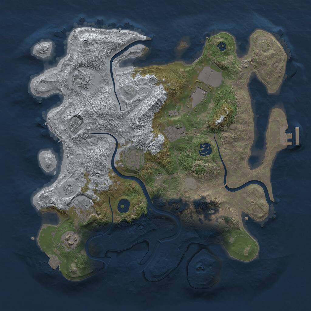 Rust Map: Procedural Map, Size: 3500, Seed: 864540724, 14 Monuments