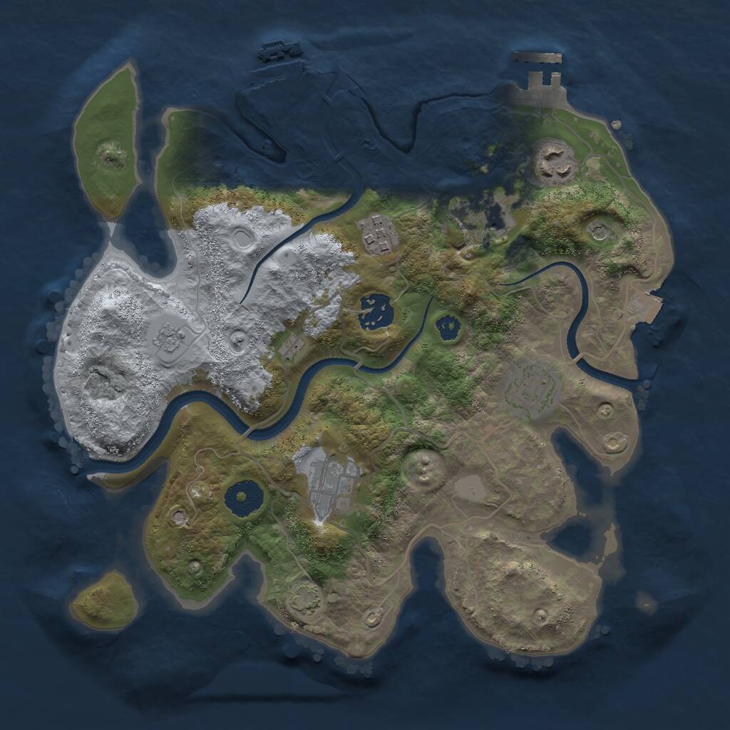 Rust Map: Procedural Map, Size: 3000, Seed: 353646, 12 Monuments