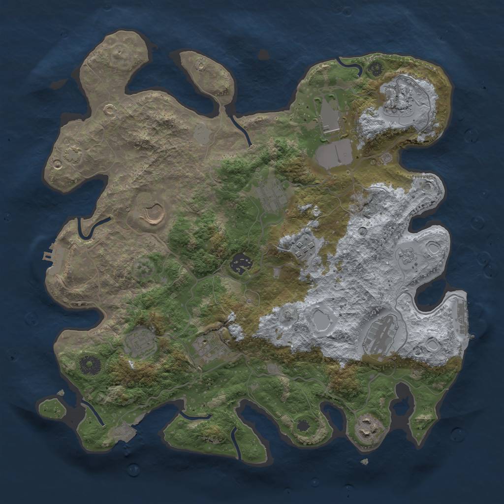 Rust Map: Procedural Map, Size: 3600, Seed: 754889, 17 Monuments