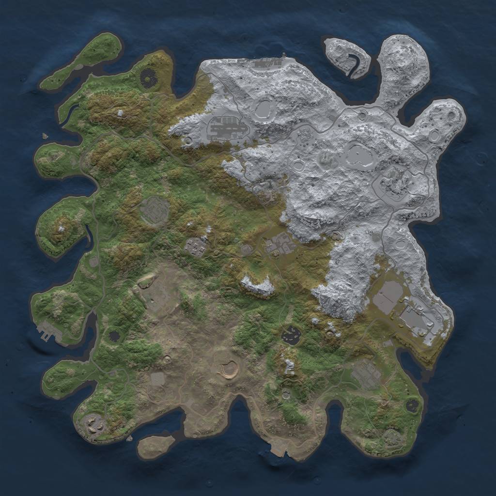 Rust Map: Procedural Map, Size: 4000, Seed: 2142747893, 19 Monuments