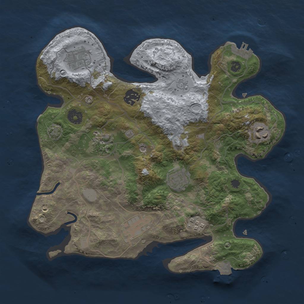 Rust Map: Procedural Map, Size: 3000, Seed: 628034239, 14 Monuments