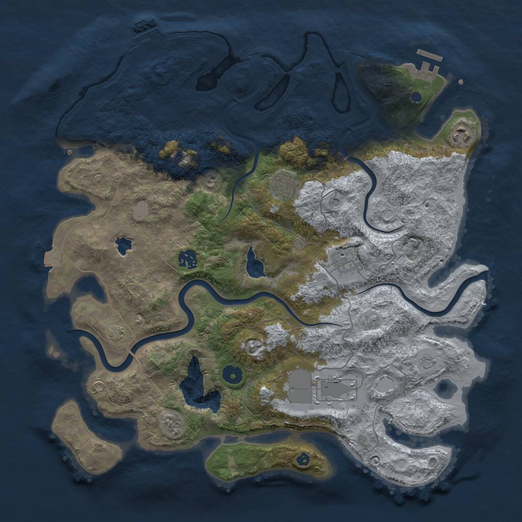 Rust Map: Procedural Map, Size: 4000, Seed: 691437, 12 Monuments