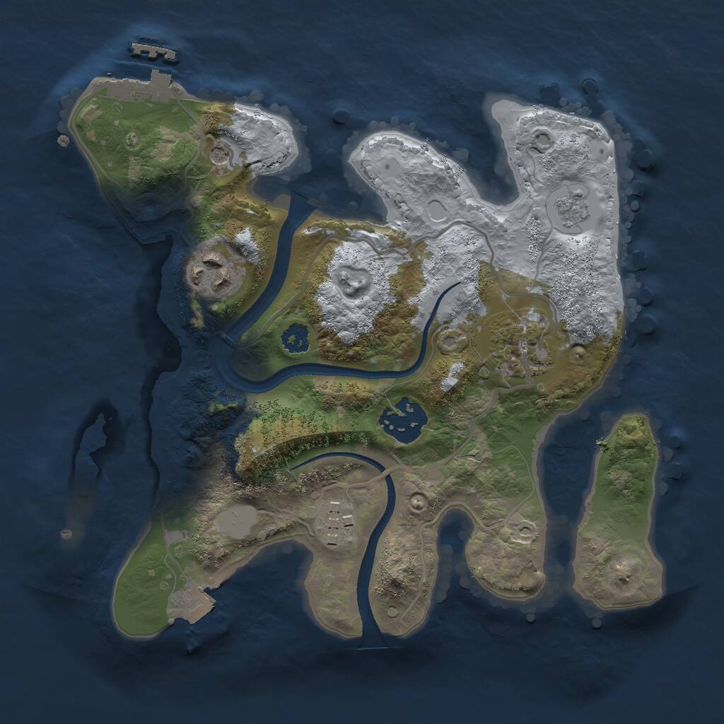 Rust Map: Procedural Map, Size: 2500, Seed: 235590574, 8 Monuments