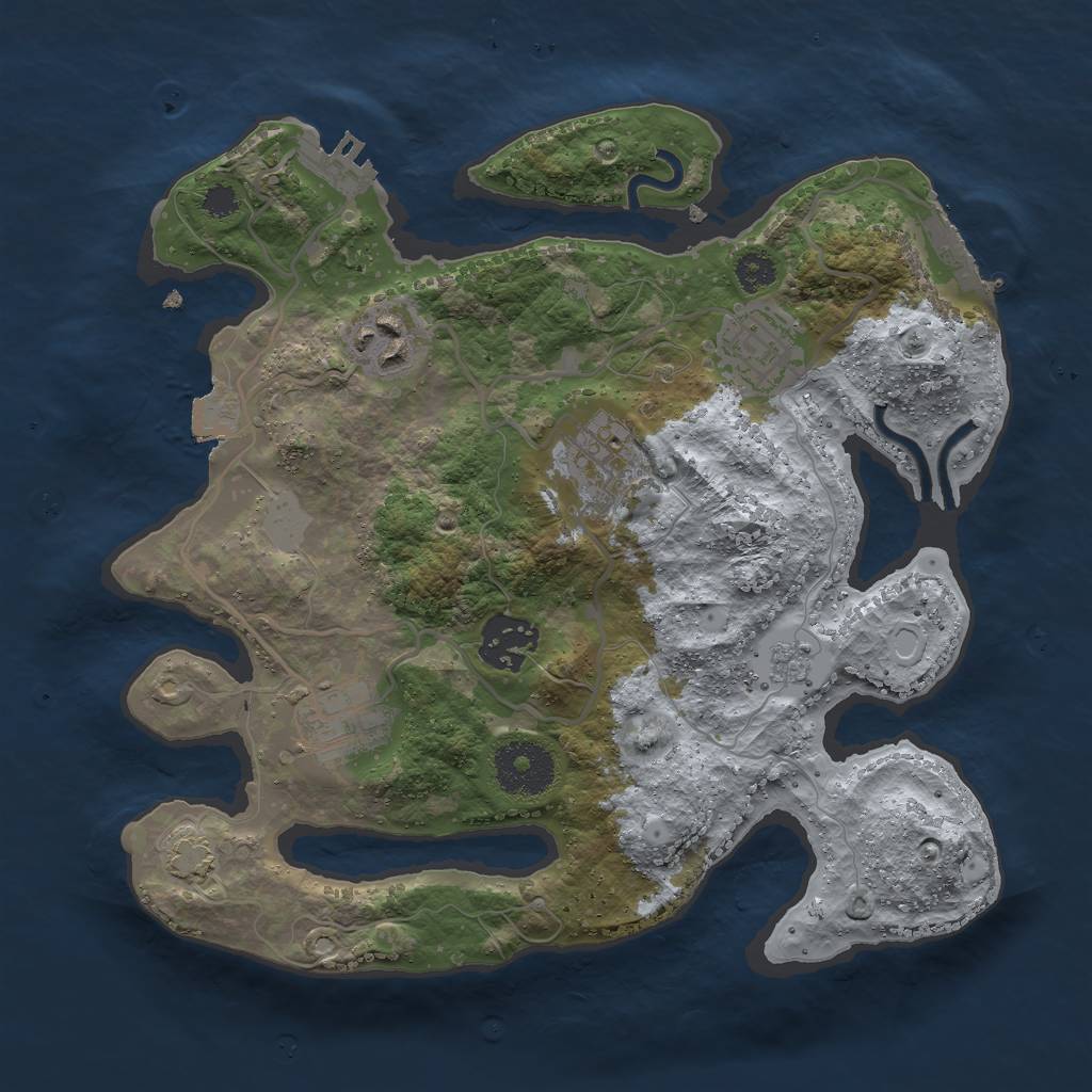 Rust Map: Procedural Map, Size: 2850, Seed: 710137302, 12 Monuments