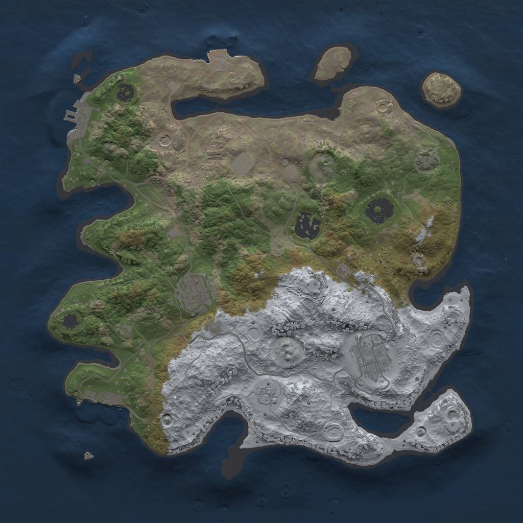 Rust Map: Procedural Map, Size: 3000, Seed: 1454233490, 11 Monuments