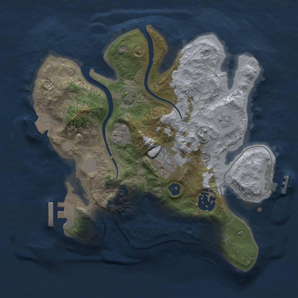 Rust Map: Procedural Map, Size: 2500, Seed: 327721203, 9 Monuments