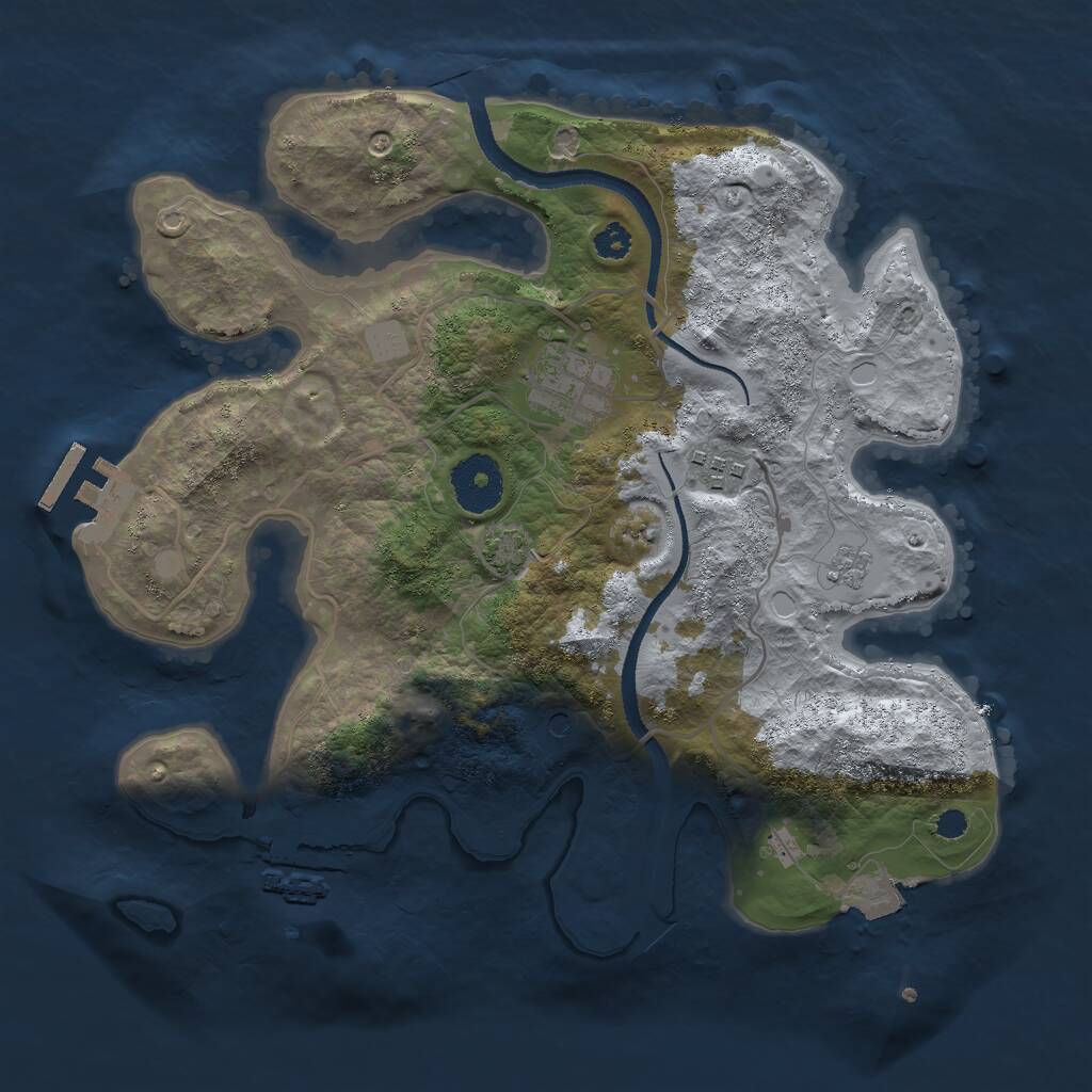 Rust Map: Procedural Map, Size: 3000, Seed: 716125778, 8 Monuments