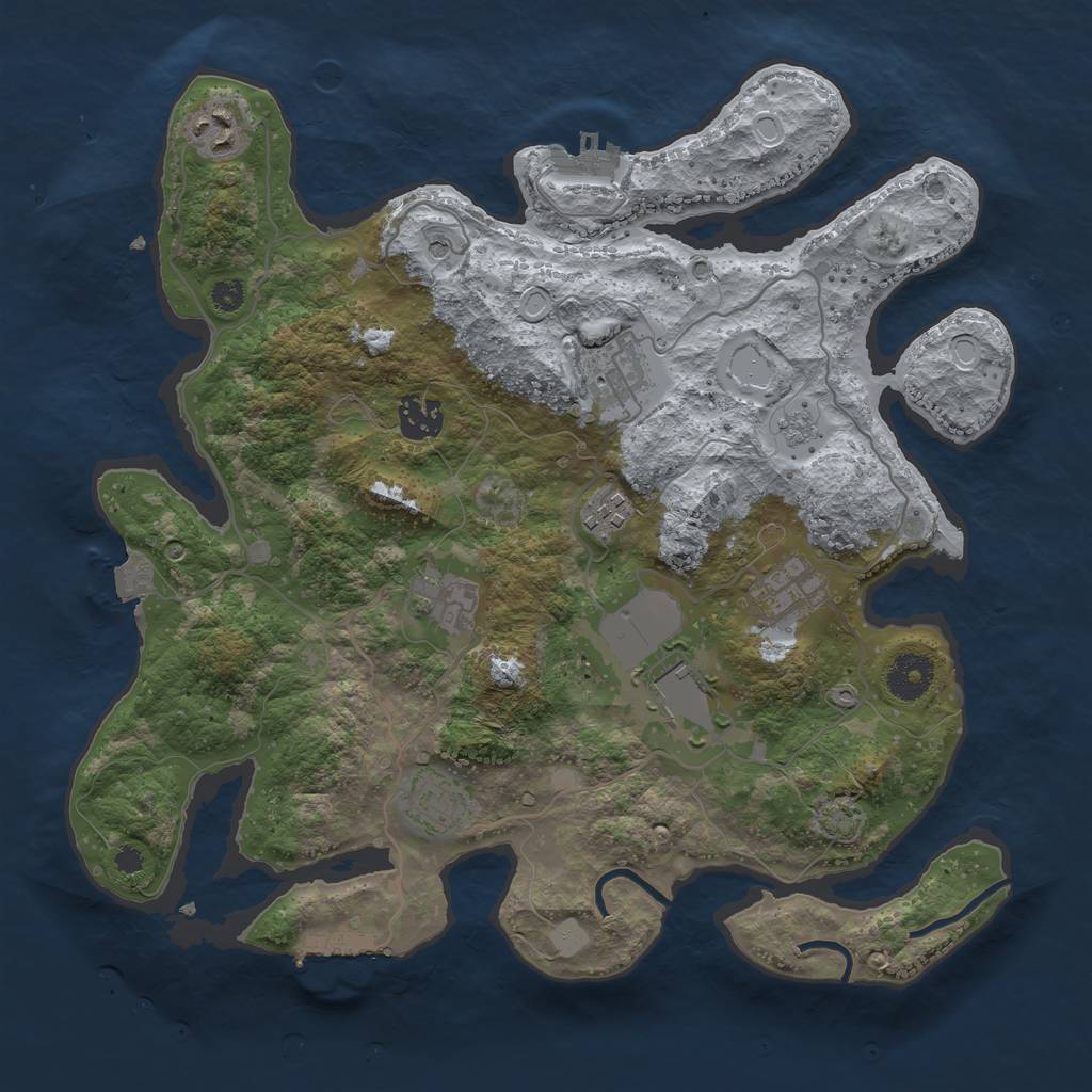 Rust Map: Procedural Map, Size: 3500, Seed: 264339687, 16 Monuments