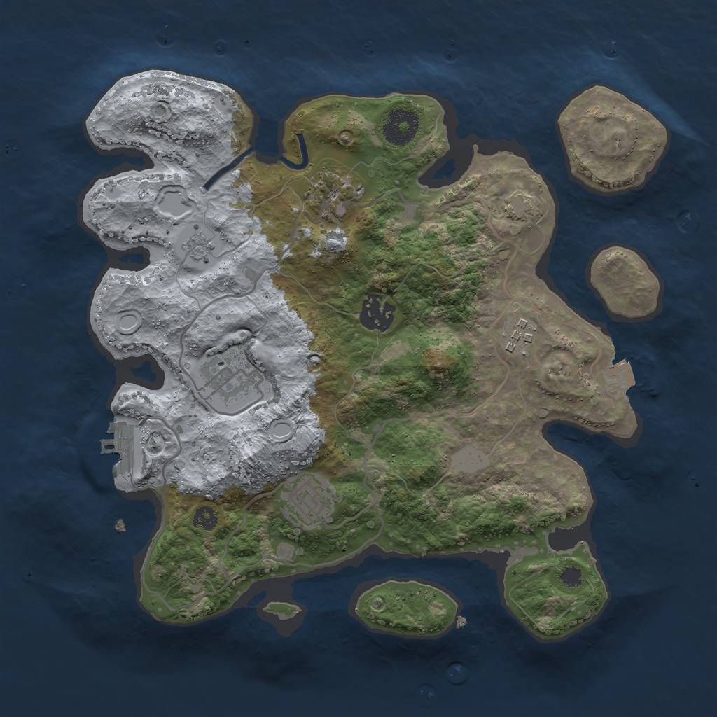 Rust Map: Procedural Map, Size: 3000, Seed: 24371, 11 Monuments