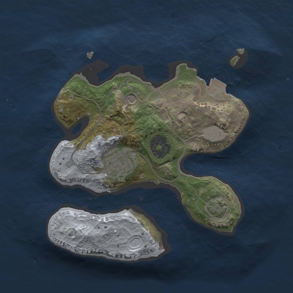 Rust Map: Procedural Map, Size: 2000, Seed: 2078426575, 6 Monuments